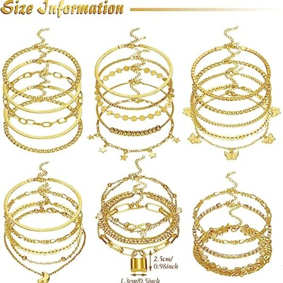 4 Summer Ankle Bracelets for Women Gold Anklets Layered Anklet Girls Adjustable - Picture 3 of 8